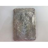 A Victorian silver card case, maker George Unite, Birmingham, 1875, with all over floral design