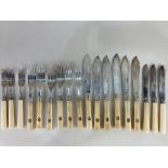 A set of six Victorian silver and ivory handled fish knives and forks, maker William Hutton &