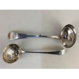 A George IV silver fiddle pattern sauce ladle, maker William Lister I, Newcastle 1828, together with