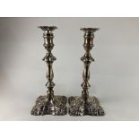 A pair of Victorian silver column candlesticks, maker William Hutton & Sons, London 1894, of