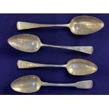 A pair of George III old English pattern silver tablespoons, maker Thomas Wallis II, London 1805,