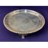 A George III Scottish silver card tray, makers Robert Gray & Son, Edinburgh 1813, with gadrooned