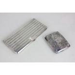 A George VI silver cigarette case rectangular shape with striped engraved decoration,maker Mappin