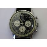 Breitling, a steel wrist watch Navitimer range reference 806 manual wind three white chronograph