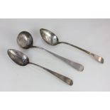 An early 19th century Portuguese silver sauce ladle, Lisbon, circa 1815 and two similar gravy spoons