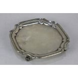 A George V silver card tray, maker S. Blanckensee & Son Ltd, Chester 1936, of scalloped square form,