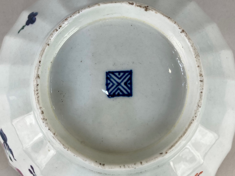 A 19th century Worcester porcelain bowl, of fluted form, with hand painted floral design, and - Image 2 of 2