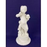 A Minton Parianware figure 'Industry' modelled as a child carrying tools, on column base, 23cm high