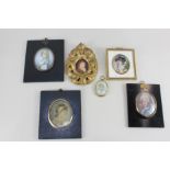 An oval portrait miniature of a gentleman, in carved and pierced giltwood frame, 4cm, together