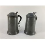 Two lidded pewter tankards by James Dixon & Sons, each inscribed St Johns College, one having '
