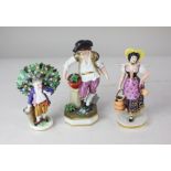 Two 19th century Derby figures, a gardener beside a potted plant, 16cm, and a maid, 14.5cm, together