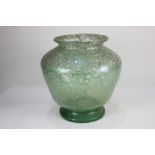 A 'Monart' glass vase probably John Moncrieff Ltd, Perth, of shouldered form, in bubbled green glass
