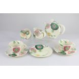 An Art Deco Clarice Cliff Newport pottery 'Bonjour' part breakfast set for two, decorated with a