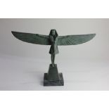Unger (19th/20th century, possibly Austrian), bronzed metal statue of an Egyptian figure with wings,