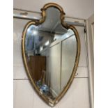 A 19th century heart shaped gilt wood wall mirror, (with faults) 94cm