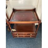 A Bevan Funnell mahogany side table, with leather inset galleried top, above two drawers, with
