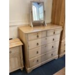 A pine chest of two short over three long drawers, on bracket feet, 98cm, together with a similar