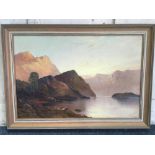 Francis E. Jamieson (1895-1950), Mountainous loch landscape, oil on canvas, signed, 49.5cm by 74.5cm
