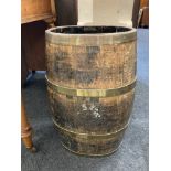 An oak coopered barrel umbrella stand, 60cm high