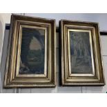 H F Wyver (early 20th century), a pair of naive oil paintings depicting abbey ruins, oil on