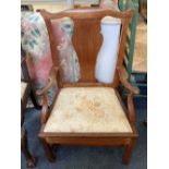 A George III oak Chippendale style carver dining chair, vase splat back, drop-in seat, on
