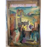 Vualtoli (Contemporary Italian school), colourful view of a hillside village, oil on canvas, signed,