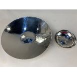 A Keswick stainless steel shallow bowl, with hammered texture and scrolling design 24.5cm