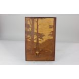 A specimen wood picture plaque of cattle in a woodland glade, signed Ashworth, reverse inscribed '