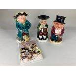A Burlington ware pottery musical toy jug, together with a Crown Devon musical toy jug and a