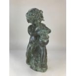 R Romanelli, a bronze sculpture of Bacchus seated, making wine, the verso etched R. Gall (possibly