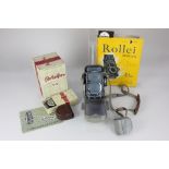 A Franke & Heidecke grey Rolleiflex 4x4 camera, no.2020357, in original box, with accessories,