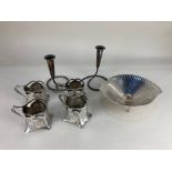 A set of four Art Nouveau WMF silver plated tea glass holders, monogrammed, a WMF mid 20th century