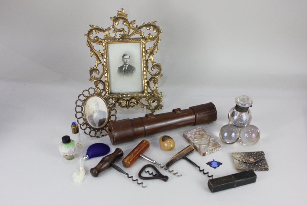 A Britannic brass telescope in leather case, together with various collectables to include a