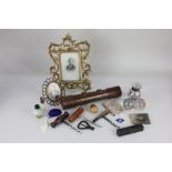 A Britannic brass telescope in leather case, together with various collectables to include a