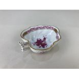 A Herend, Hungary porcelain leaf shaped dish, in the pink Chinese bouquet pattern