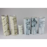 A collection of six Carn pottery cylinder vases, to include one by John Beusmans, artist's