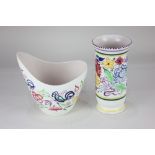 Two Poole pottery vases, comprising one of cylinder form, with flared rim, 22cm high, the other of