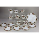 A Royal Albert 'Old Country Roses' porcelain part tea set, comprising milk jug, sugar bowl, six