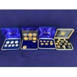 A set of seven silver jubilee buttons circa 1977, in Harrods case, together with three cased sets of