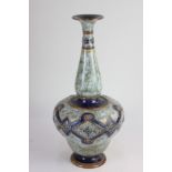 A Royal Doulton baluster vase by Louisa Wakely, with tapering neck over oviform body, foliate and