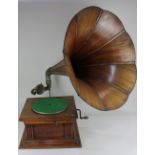 A Pathephone horn gramophone, with Pianina Grand Concert sound box, and morning glory shaped