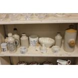 Local interest, a collection of stoneware bottles, hot water bottles and pots, to include some