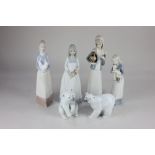 A pair of Lladro porcelain models of polar bears, 12cm high, and a Grafenthal porcelain figure of