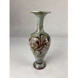 A Doulton Lambeth vase by Eliza Simmance, with sinuous foliate decoration on mottled grey green