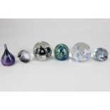 Five various Caithness paperweights, comprising 'Rhythm and Blues', 'Mooncrystal', 'Parallel Lines',