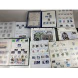 Two albums of coin first day covers, The Millennium and The Royal Family, five albums of Elizabeth