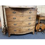 A George III mahogany bow front chest of two short over three long graduated drawers, with brass