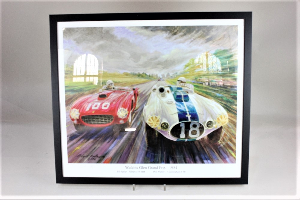 Andrew Kitson, racing cars on a track, with a Cunningham C4R 1953 in the foreground, oil on board, - Image 2 of 2