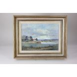 Norman Battershill (b.1922), river landscape, 'Dorset Cottage', oil on board, signed, inscribed