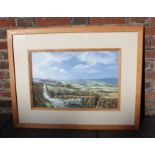 Brian E Jones (Contemporary), country landscape, 'Sheep on Black Hill', gouache, signed, inscribed